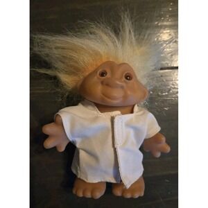 Troll Doll Vintage 1986 Thomas Dam  Doctor Nurse Yellow Orange Hair Orange Eyes